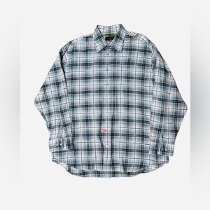 Robert Talbott Classic Blue Plaid Button Down Long Sleeve Shirt size XXL
